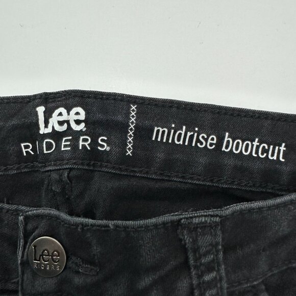Lee Mid Rise Bootcut Women's size 16P Black Denim Jeans - Picture 3 of 5